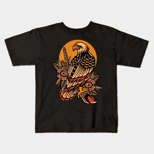 Eagle traditional tattoo Kids T-Shirt by Abrom Rose